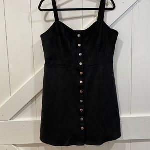 Suede button down mini dress